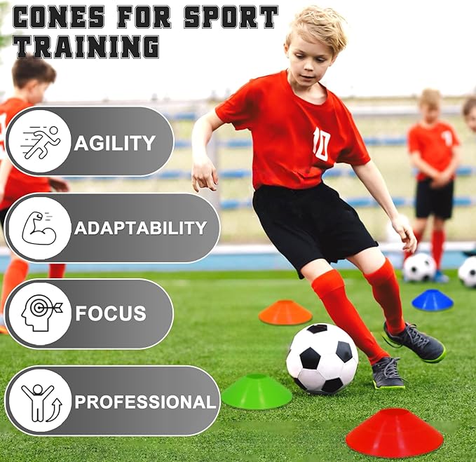 6x4FT Kids Soccer Goal for Backyard Set Portable Soccer Goal with Ball Pump and Cones Soccer Net Set of 2 Training Equipment Outdoor Sports Gift