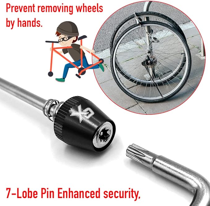 ONIPAX Bike Anti-Theft Locking Skewer 7 Lobe Bicycle Wheel Hub Secure