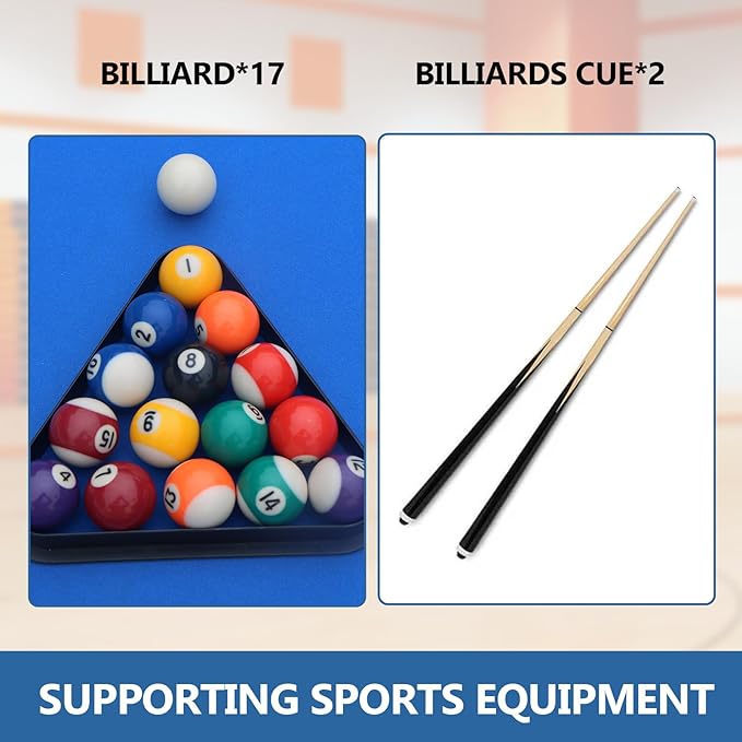 48 Inch Pool Table, Ping Pong Table & Ice Hockey Combo, 3-in-1 Multi Game Table with All Accessories, Sturdy Locking Legs, Outdoor or Indoor