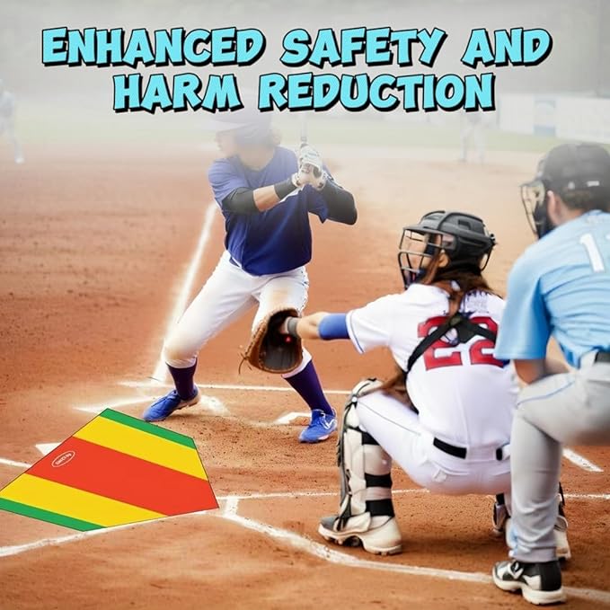 Baseball Home Plate - 17" Tri-Color Blended Rubber Mat for Pitching & Hitting Practice,Softball Training | 0.6lbs Lightweight,Portable Design with Carry Bag,All-Weather Baseball Bases