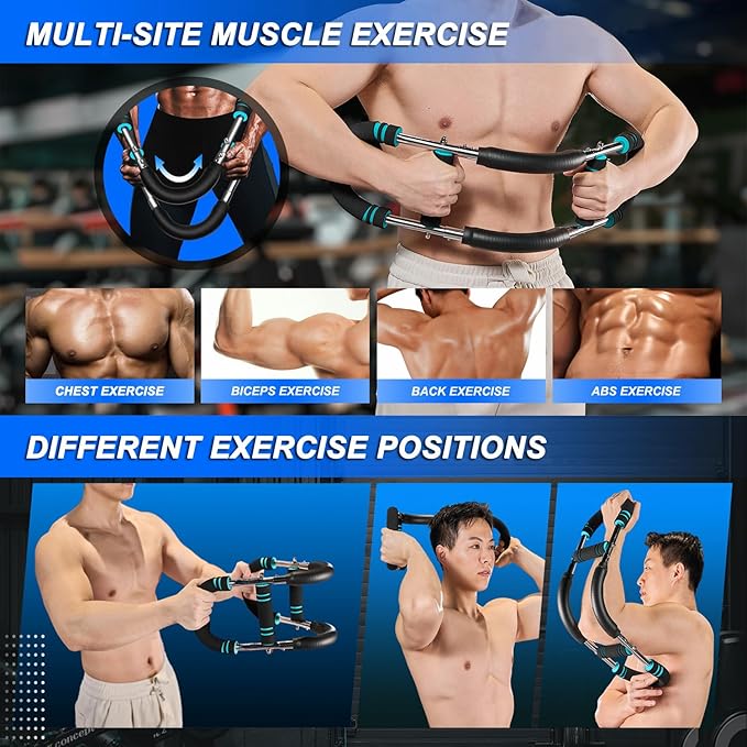 Twister Arm Trainer for Men & Women - Adjustable Chest Workout Equipment with 4-Spring Resistance (30-110Lbs) | Forearm Strengthener Exerciser for Home Gym Fitness Training & Strength Building