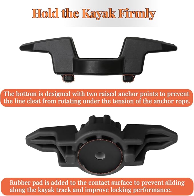 Kayak Anchor Cleat for Kayak Track Mount, Standard Kayak Cleat Track Mount, Rope Cleat for Kayak Rail Mount Accessories, Kayak Line Cleat