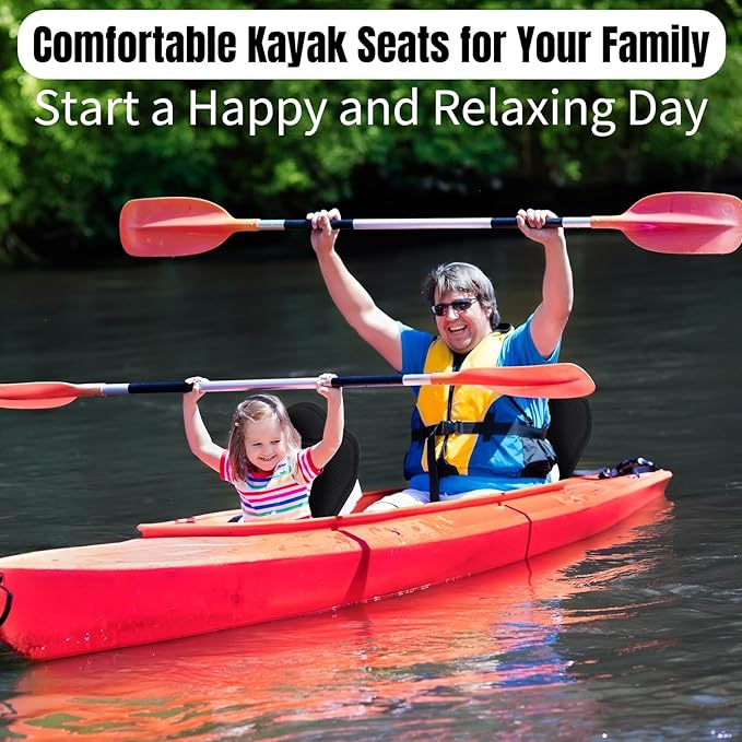Kayak Seat with Back Support, Thickened Padded Deluxe Canoe Seat with Adjustable Straps Accessory for Kayaking Canoeing Rafting Fishing