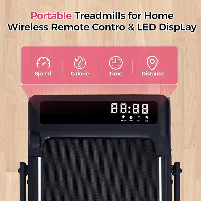 Portable Walking Pad Treadmill with Handle Bar, Foldable Folding Walking Pads Treadmills for Home with Handles
