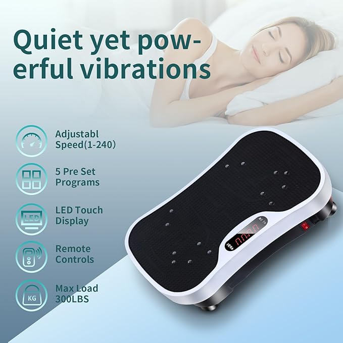 Vibration Plate Exercise Machine - Fitness Platform Vibration Plate for Lymphatic Drainage, Whole Body Shaker Machine Helps Weight Loss & Shaping, Workout Power Waver Vibrate for Women Men