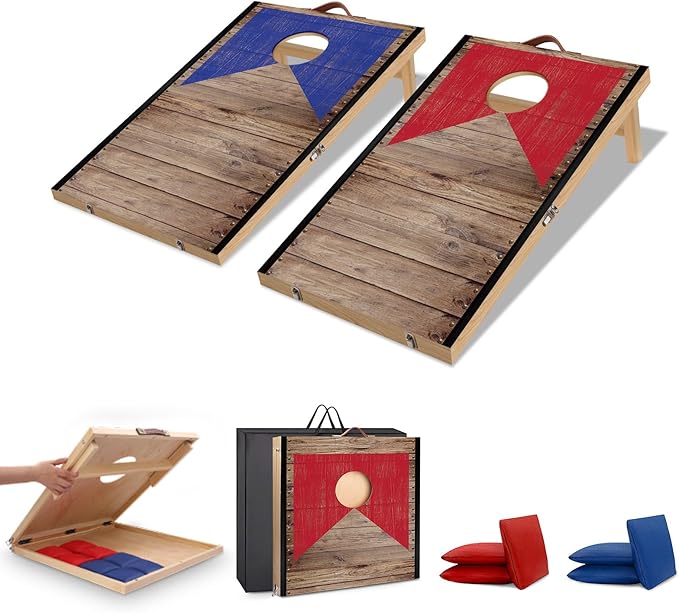 Portable Cornhole Board Set with Bean Bags 2 ft x 1 ft or 3 ft x2 ft or 10.16 * 5.04 Inch Foldable Corn Hole Games for Adults and Kids Indoor or Outdoor Corn Hole Toss Games Backyard Tarvel