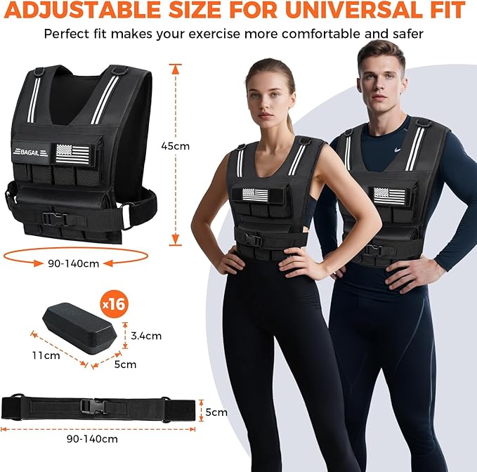 BAGAIL Weighted Vest Men, 20lbs/30lbs/40lbs Adjustable Weighted Vest for Woman with Removable Iron Weights, Women’s Weight Vest for Walking, Rucking, Running, Strength training