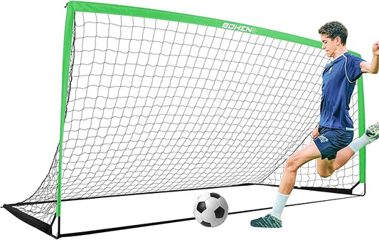 BOHEN 11x5.5 FT/9x5 FT/6x4 FT Portable Metal Soccer Goal for Backyard with Carry Bag - Fun for Outdoor Indoor Training Games for Kids and Adult, Easy Storage and Transportation