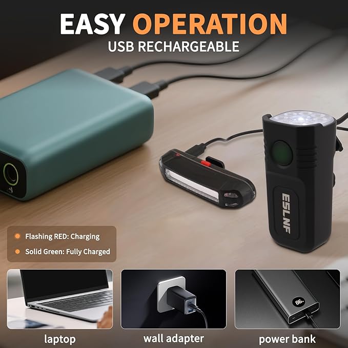 Bike Light for Night Riding, 2000LM/1000LM Bicycle Headlight & Taillight, Multiple Modes,3000mAh/2000mAh USB C Rechargeable Waterproof LED Bright Bike Headlights for Cyclists and Commuters