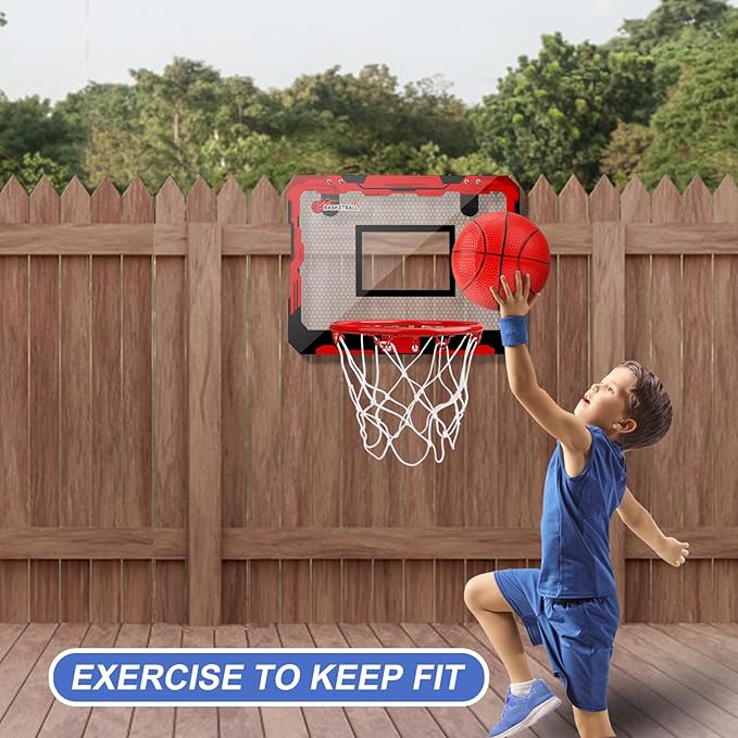 Indoor Basketball Hoop Set for Kids Adults, Pro Mini Basketball Hoop for Door Wall, Room Basketball Hoop Over The Door Outdoor Basketball Hoop with 4 Balls Toy Gift for Boy Girl