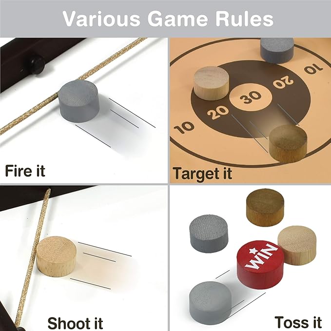 Big Shooz n TOZZ : Wooden Multi Tabletop Indoor Portable Board Games for Kids and Family