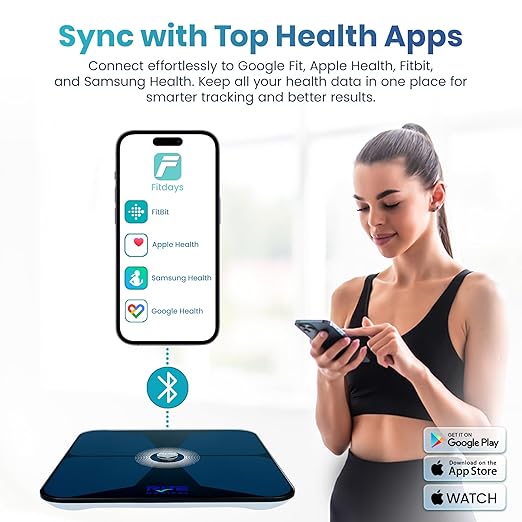 Smart Weight Scale for Body Weight with Mobile App | Tri-Color Breathing Light | Digital Weight Scale for BMI, Body Composition, Muscle & More