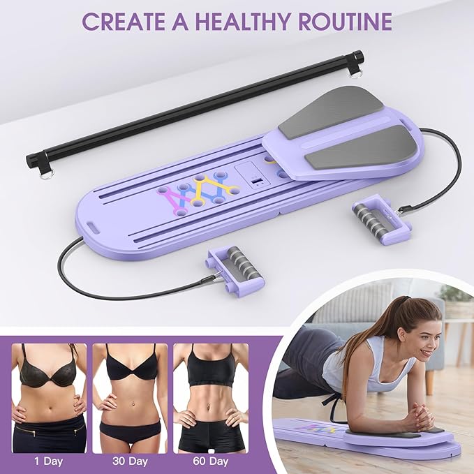 Pilates Board, Pilates Reformer Set, Multifunctional Abdominal Board for Home Workout, Ab Core Trainer Machine, Reformer Training Equipment for Core Workouts1