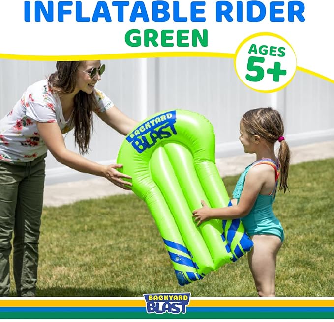 Backyard Blast Rider, Inflatable Body Board Slide Rider and Pool Float Toy