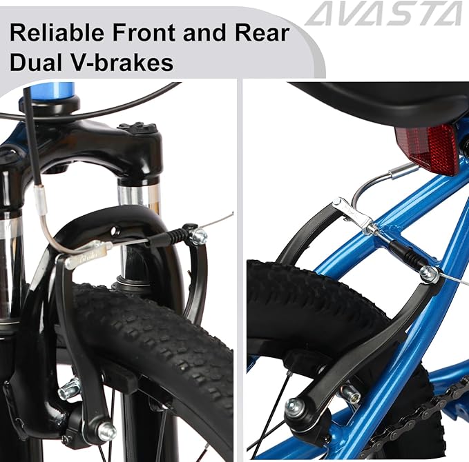 AVASTA Govet 20'' Kids Mountain Bike for 6-12 Years Old Boys Girls with Suspension Fork, 6 Speeds Drivetrain, Multiple Colors