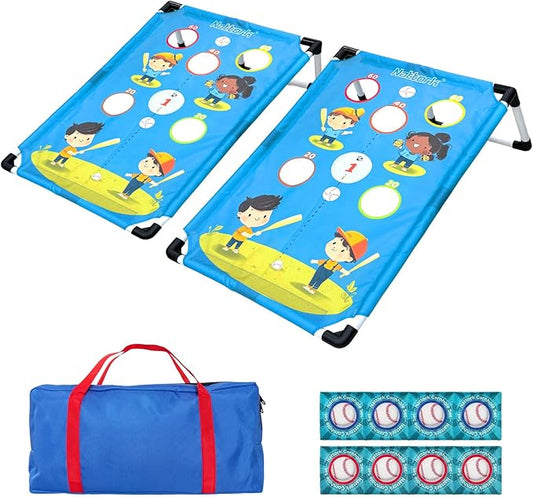 Portable Cornhole Set PVC Framed Corn Holes Outdoor Game Set with 2 Cornhole Boards, 8 Cornhole Bean Bags and Carrying Case, Camping Games Indoor Outdoor for Kids and Adults, Travel Camping Accessory