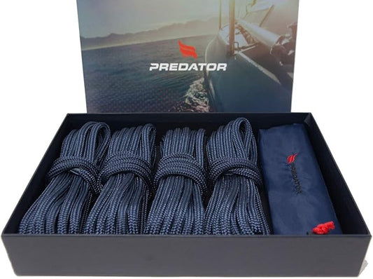 NZ Hi-Performance Dock Lines Bag Set | 3/8" x 15' Double Braided Nylon Dock Line with 12 Inch Eyelet | Ropes for Boats (Navy Blue)