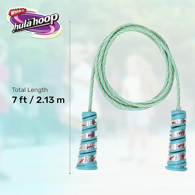 Wham-O Hula Hoop Jump Rope, 7 Feet Skipping Rope with Spiral Handles, for Indoor Outdoor Fitness Exercise Weight Loss