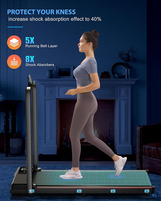 12% Incline Walking Pad Treadmill, 320lb Capacity Under Desk Treadmill with Full Manual/3-Preset Countdown/App Mode, Portable Treadmills for Small Spaces, Home, Office