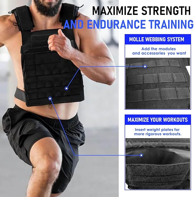 Weighted Vest for Men and Women Weight Vests Adjustable Strength and Endurance Training Fitness Tactical Running