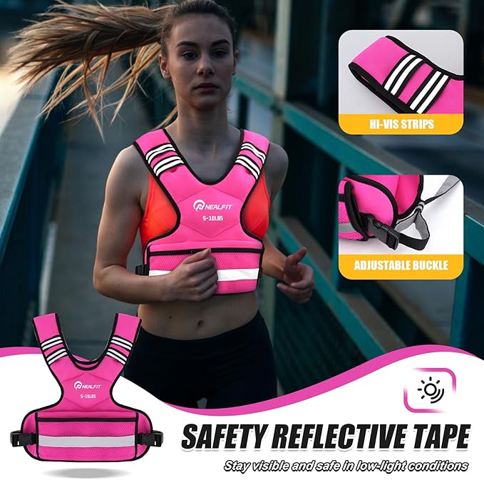 Weighted Vest for Women and Men, 5-10lb/11-20lb/18-30lb Adjustable Weighted Vest with Reflective Strip, Body Weight Vest for Walking, Running, Fitness, Strength Training