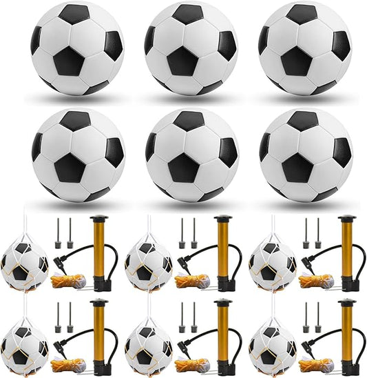 6 Pcs Deflated Soccer Ball Bulk with Pump Size 5/4/3 Sport Soccer Ball Training Ball for Adult Soccer for Game Match Birthday Party Gift