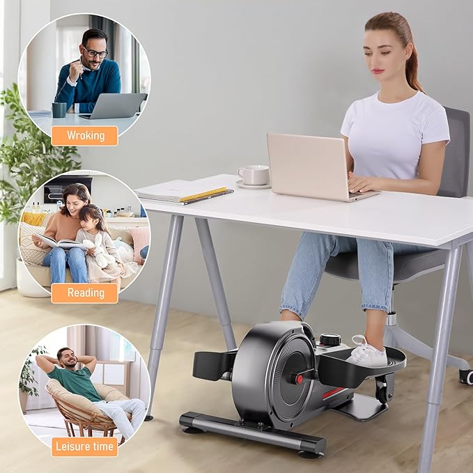 Under Desk Elliptical Elliptical Exercise Machine Ellipse Leg Exerciser with LCD Display 8 Adjustable Resistance Levels Whisper Quiet for Forward and Reverse Direction for Adult