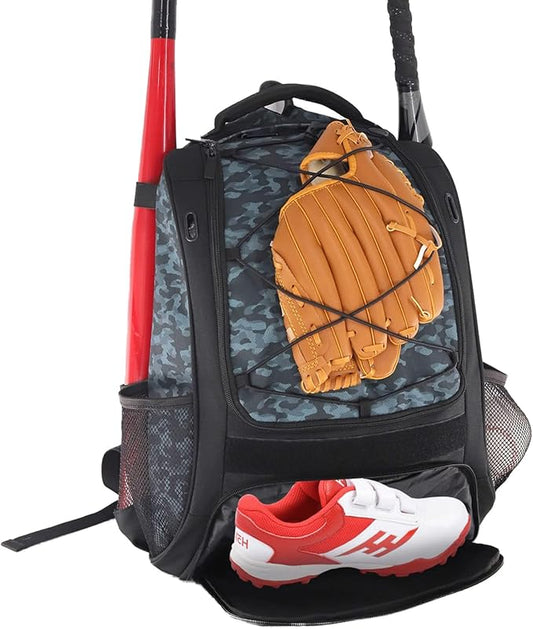 WOLT Youth Baseball Bag - Bat Backpack for Baseball, T-Ball & Softball Equipment & Gear, Bat & Glove Holder, Large Main Compartment for Helmet & accessories, Separate Shoes Compartment, Fence Hook