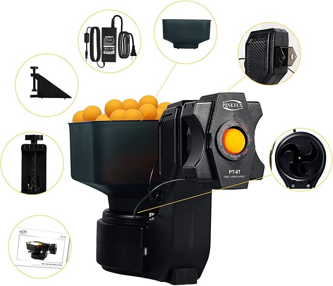 ZXMT Table Tennis Robots for Training, Table Tennis Machine, Advanced Pingpong Machine Automatic Tennis Balls Launcher with Customize Spin, Frequency, Ball Speed, Rotation Intensity, Landing, Height