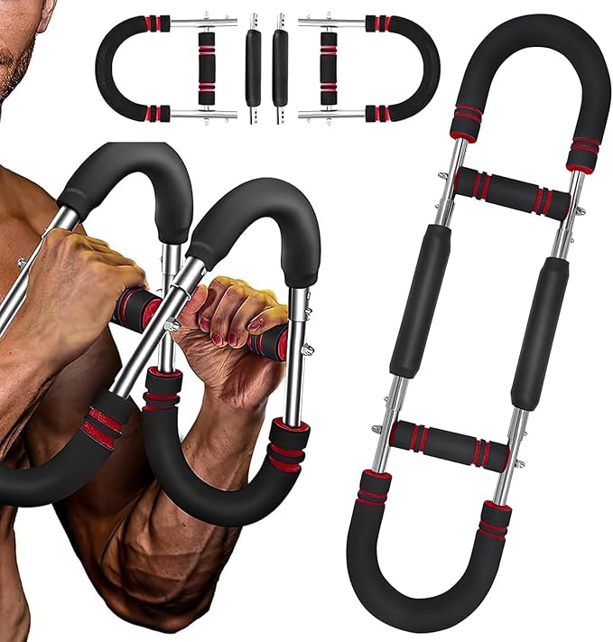 Twister Arm Trainer, Adjustable Chest Exerciser with 4 Spring, Detachable Power Twister Bar for Men Women, Portable Upper Body Strength Training Machine, Spring Resistance Fitness Equipment