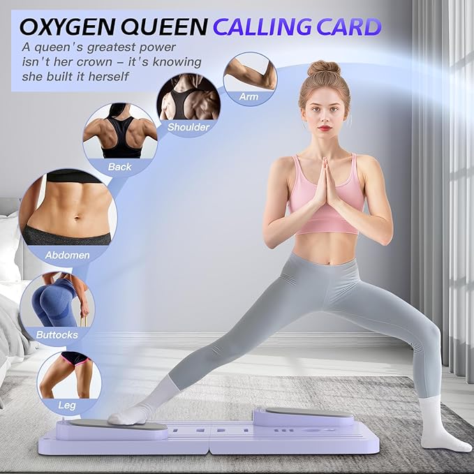 Pilates Reformer Set, Foldable Pilates Board with Resistance Bands, 5 in 1 Portable Pilates Sliding Board, Trainer Machine for Home Workout, Ab, Core, Fitness, Exercise