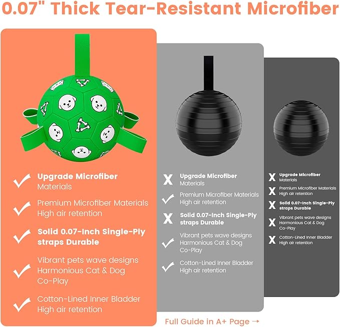 Dog Soccer Ball with Tabs, Durable Dog Soccer Ball, Puppy Water Toys Outdoor, Birthday Toys for Small & Medium Dogs, 6 Inch