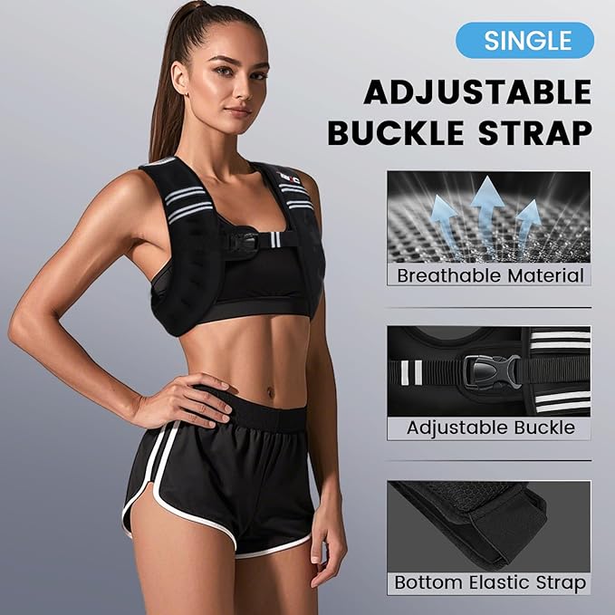 Weighted Vest Woman, 6 LB Womens Weight Vest for Walking, Strength Training Weight Vests for Men, Reflective Stripe Fitness Vest for Workout Running Jogging
