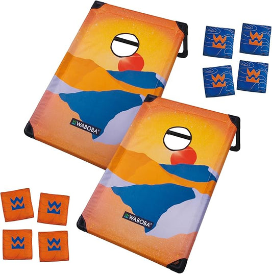 Waboba Portable Cornhole Set, Includes 8 Corn Hole Toss Bags and Travel Bag, Easy Assembly and Take Down