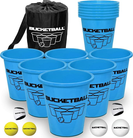 BucketBall | Team Color Edition | Combo Pack (Light Blue/Light Blue): Original Yard Pong Game: Best Camping, Beach, Lawn, Outdoor, Family, Adult, Tailgate, Jumbo, Giant Game