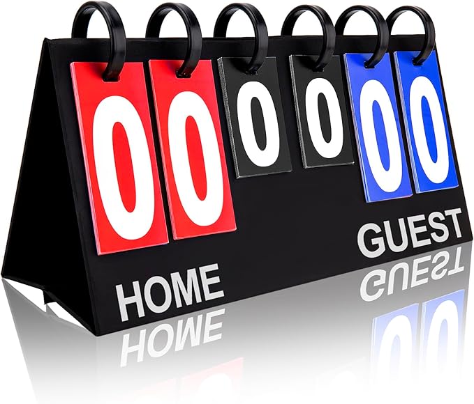 Flip Scoreboard Tabletop Score Flipper, Football Portable Scoreboard, Flip Score Keeper, Outdoor Score Flip Cards for Basketball Volleyball Tennis Sports - 6 Digits Scoreboard