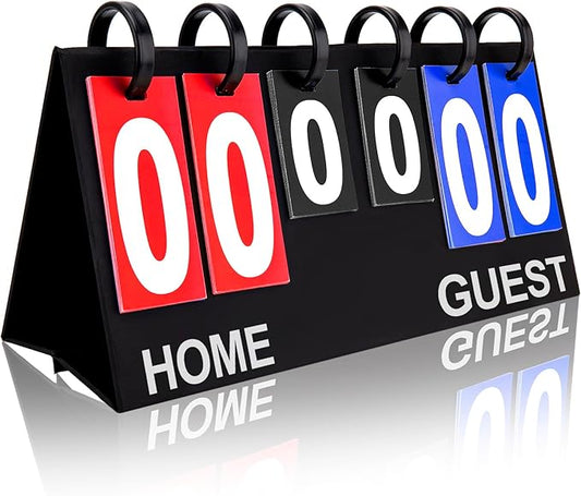 Flip Scoreboard Tabletop Score Flipper, Football Portable Scoreboard, Flip Score Keeper, Outdoor Score Flip Cards for Basketball Volleyball Tennis Sports - 6 Digits Scoreboard