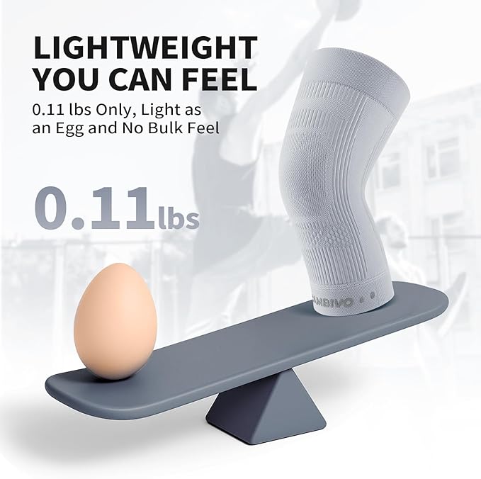 CAMBIVO Elite Motion Series Knee Brace for Women and Men (2 Pack), Ultra-Thin Lightweight Knee Compression Sleeve with Reflective Design for Pain Relief, Running, Workouts, Daily Use (Gray, Large)
