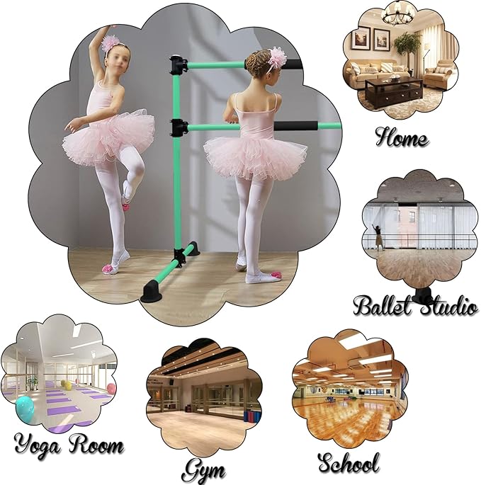 Wesky Double Ballet Barre Portable 4FT Adjustable Freestanding Ballet Barre Fitness Stretching Dancing Bar for Home Studio Adult and Kids