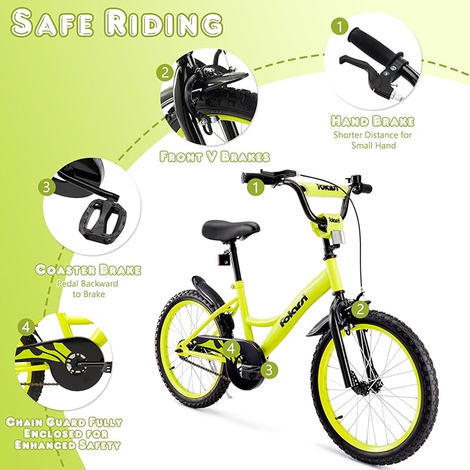 Kids Bike 14 16 18 Inch Bicycle for 3-9 Years Boys Girls Bike，Children's Bicycle with Bell Training Wheels, Multiple Colors