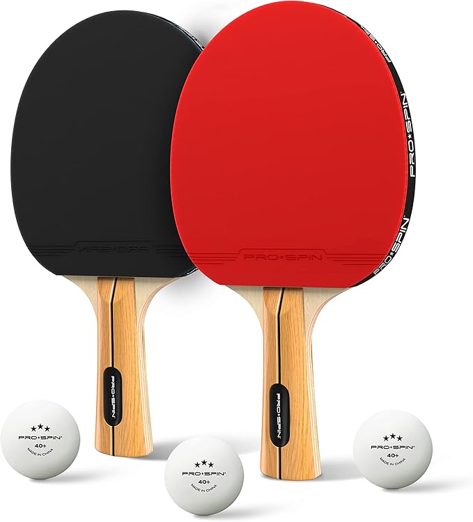 PRO SPIN Ping Pong Paddles - High-Performance Set with Premium Table Tennis Rackets, 3-Star Ping Pong Balls, Compact Storage Case | Professional Quality Ping Pong Paddle Set | Indoor & Outdoor Games