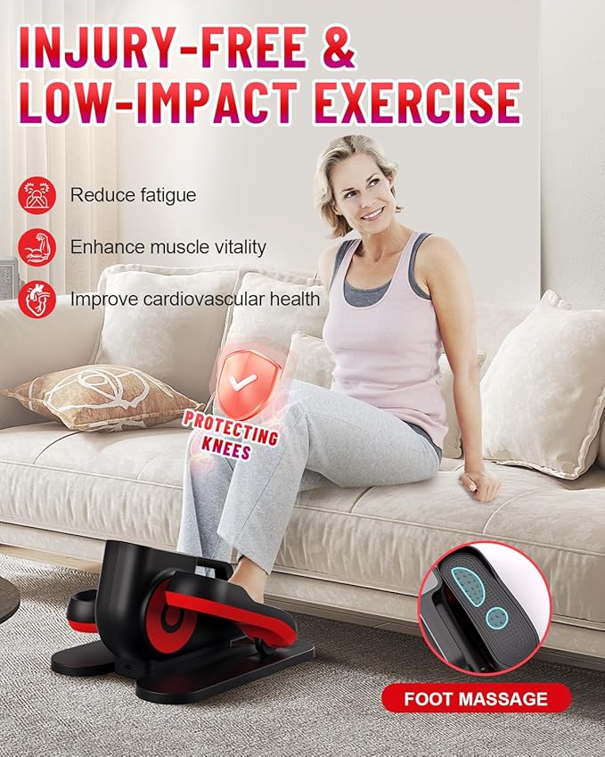 Under Desk Elliptical Machine, Ellipse Leg Exerciser Electric as Seen on TV for Seniors with Remote Control & 10 Adjustable Speeds,Quiet & Portable Mini Seated Pedal Exerciser
