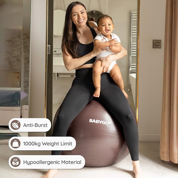 BABYGO Birthing Ball - Pregnancy Yoga Labor & Exercise Ball & Book Set Trimester Targeting, Maternity Physio, Birth & Recovery Plan Included Anti Burst Eco Friendly