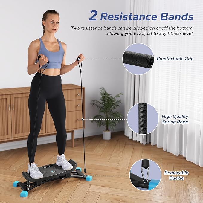 MERACH Balancing Machine for Full Body Workout, Sliding Ski Simulator with Resistance Bands, 300 LBS Loading Capacity Exercise Workout Equipment for Women﻿(Black)