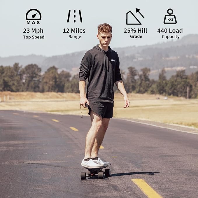 Exway Wave Belt 99Wh Electric Skateboards with Remote, Top Speed of 23 Mph, Quick-Swap Battery, 440 LBS Max Load, IP55 Waterproof, Mini Cruiser for Adults & Teens (W1)