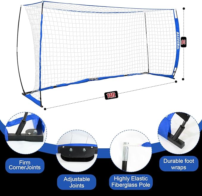 Soccer Goal,Soccer Net,Soccer Goals for Backyard,with Bow Frame,Collapsible Metal Base and Agility Ladder