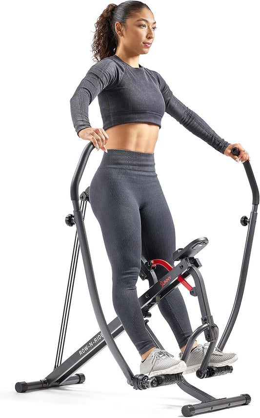 Sunny Health & Fitness Compact Full-Motion Rowing Machine w/Adjustable Resistance, Low-Impact Full-Body Workout Rower w/Long Slide Rail, Space-Saving Design, Optional Free SunnyFit App Connection