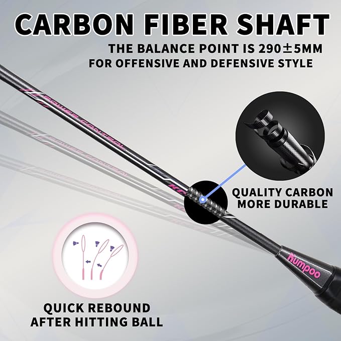 Badminton Racket Carbon Fiber, Badminton Racquet Set with Cover, Badminton Professional Racket Durable for Beginners Outdoor Games Gym