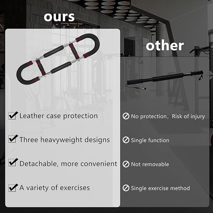 Twister Arm Trainer, Adjustable Chest Exerciser with 4 Spring, Detachable Power Twister Bar for Men Women, Portable Upper Body Strength Training Machine, Spring Resistance Fitness Equipment