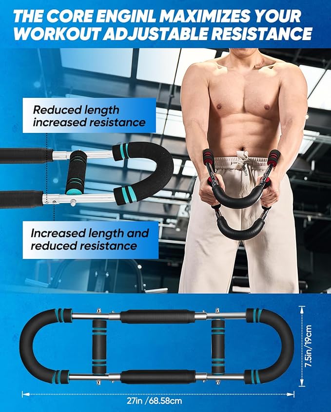 Saker Twister Arm Trainer, PowerTwist Arm Trainer, Adjustable Forearm Strengthener, Arm Exercise Equipment, Chest Workout Equipment, Portable Spring Resistance for Home Gym Equipment